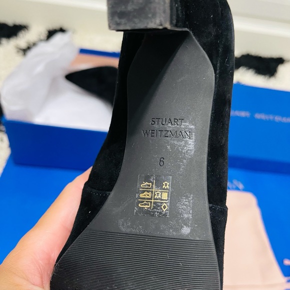 Like New Women’s Size 6 Stuart Weitzman Brandie Mid Calf Suede Booties In Black - Picture 13 of 14
